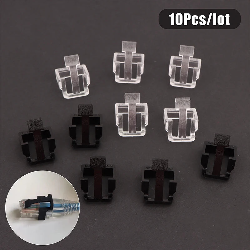 New Sale 10Pcs Network Cable Crystal Head Buckle Replaceable RJ45 Plug Protective Cover Latch For RJ45 Cable Repaire Parts Oasis Select