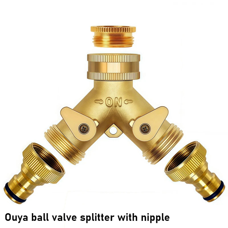 Garden Hose Connector Brass Hose Splitter with Solid Brass Handle Y-shaped Valve Brass Water Garden Hose Adapter Two-way Oasis Select A and pacifier