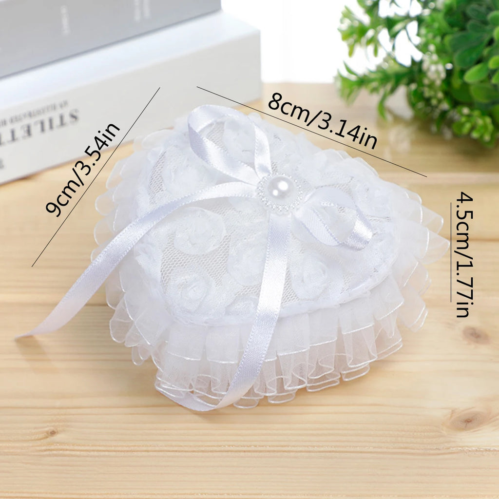 1pcs Love Heart Lace Wedding Flower Girl Clutch Ring Box Bridal Jewelry Exquisite Storage Ring Box Oasis Select