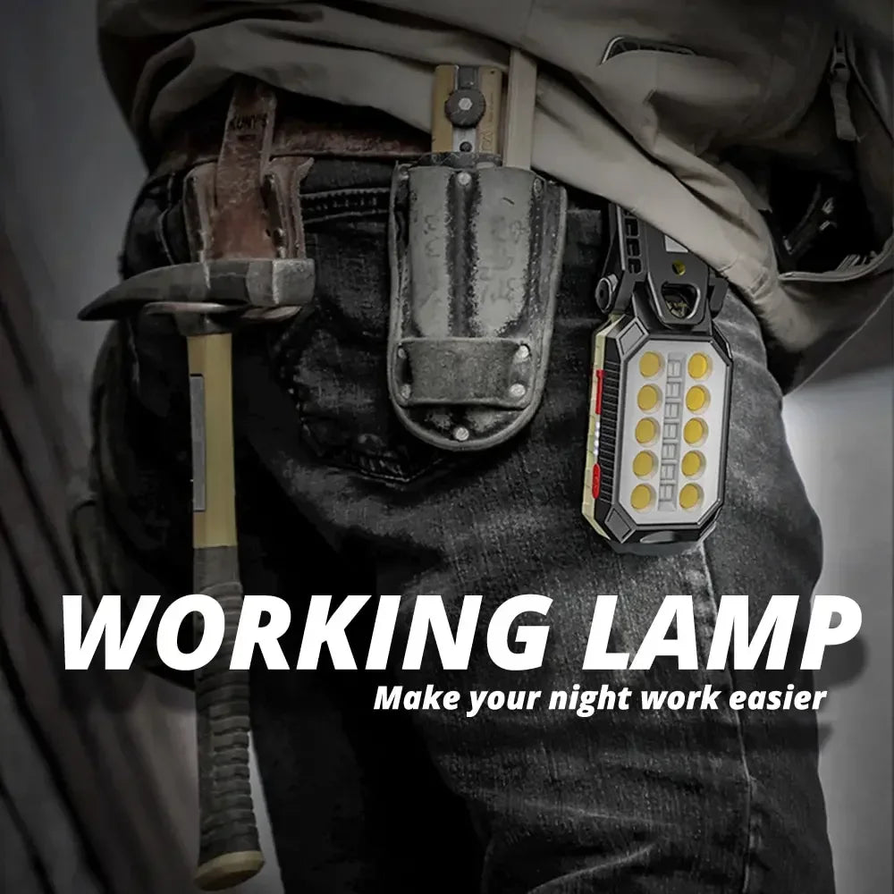 High Power LED Flashlight Rechargeable COB Work Light Adjustable Waterproof Camping Lantern Magnet With Power Display Oasis Select