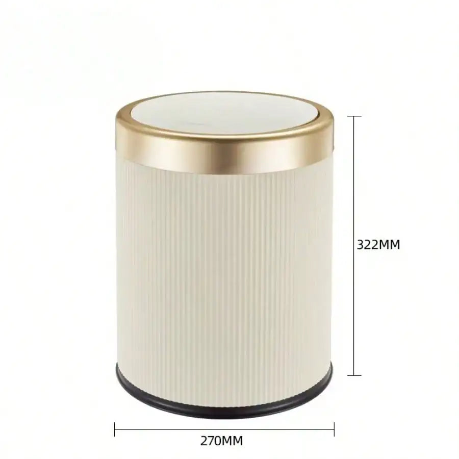Fashionable Circular Wastebasket Durable Plastic Recycle Bin Large Capacity Double Double-layer Kitchen Garbage Cube Trash Can Oasis Select Milky white 15L