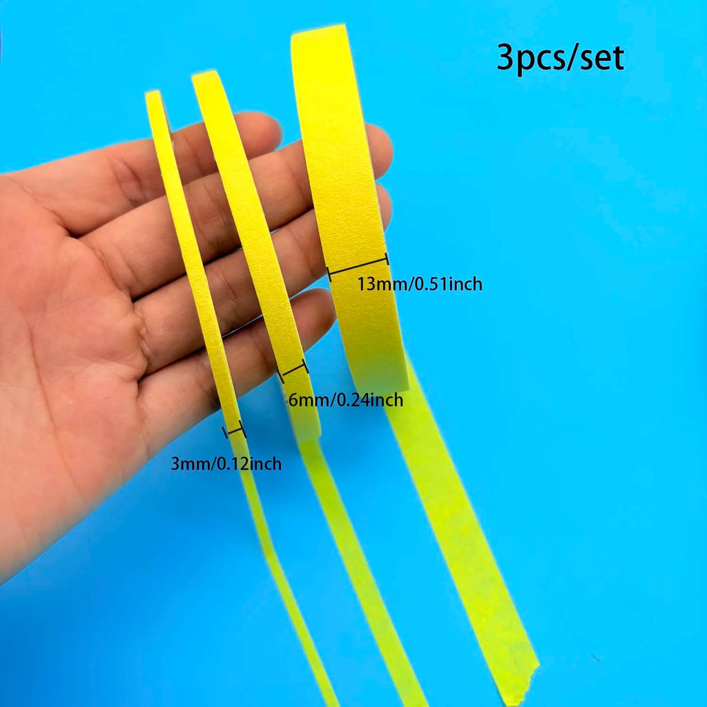 3 Sizes Yellow Masking Tape - 3Rolls of Paper Artistic for Spray Painting Masking, Nail Art, Clothing Cut Creative DIY Projects Oasis Select 3pcs set