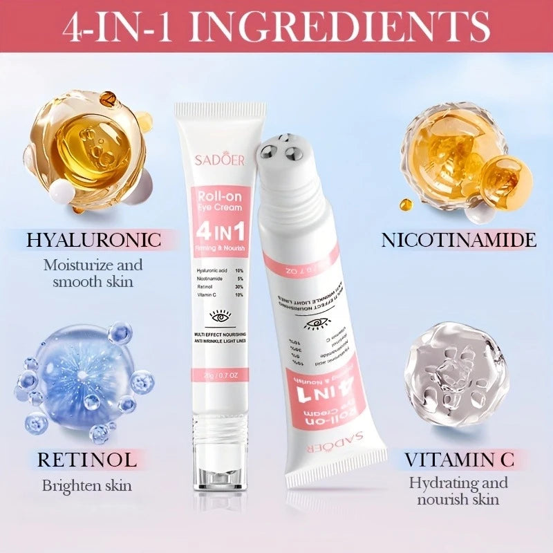 SADOER Roll-On Eye Cream 2-Pack | Niacinamide & Vitamin C