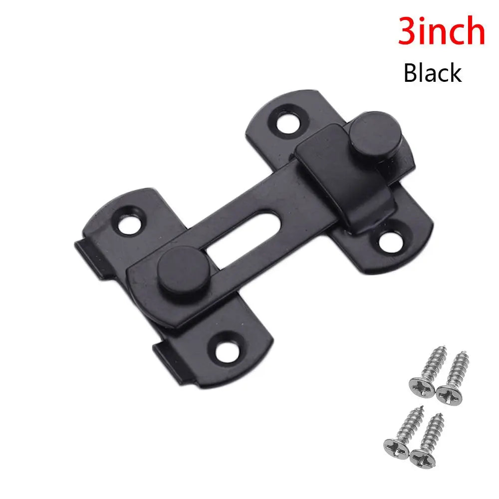 Stainless Steel Straight Lock Buckle Security Hasp Door Bolt Cabinet Catches Window Catch Lock Silent Gate Buckle Padlock Clasp Oasis Select 3inch-black