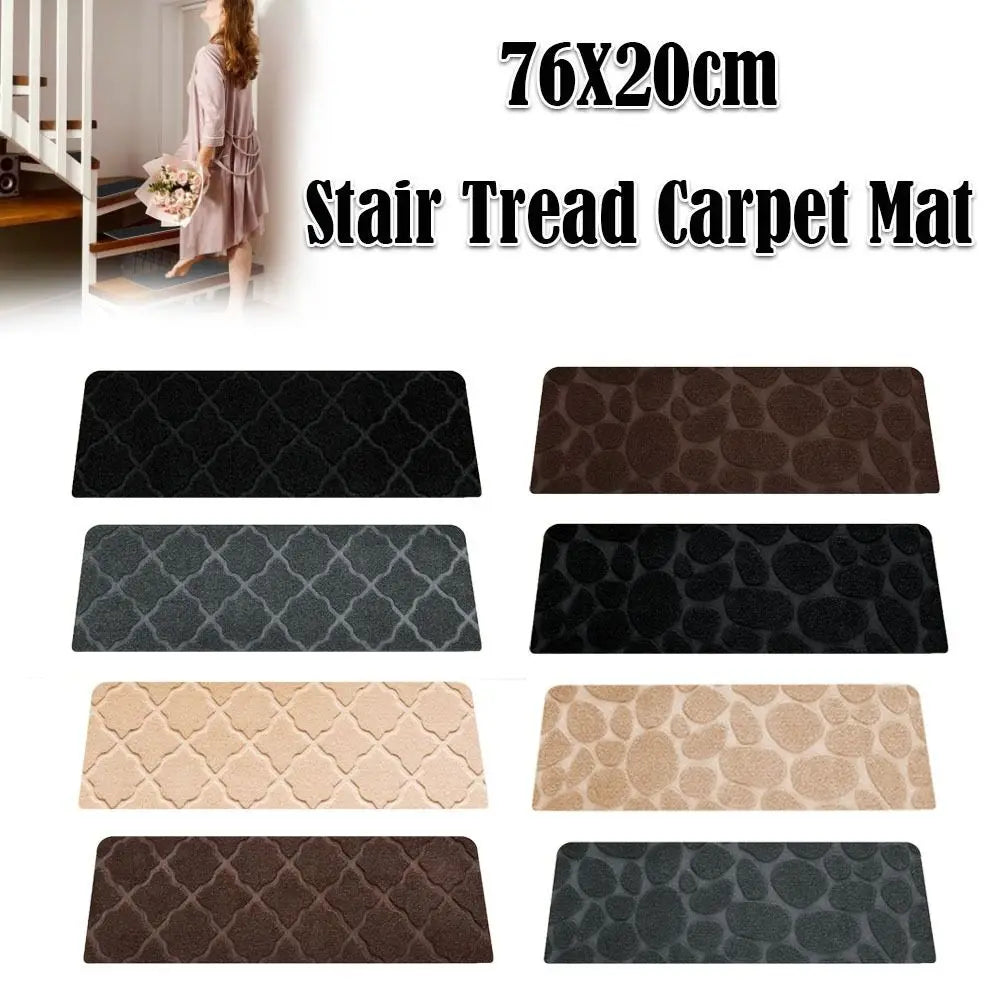 New Self-adhesive Staircase Mat Non-Slip Soft Stripe Stair Tread Carpet Mat Safety Protection Cover Pads Home Decor Oasis Select