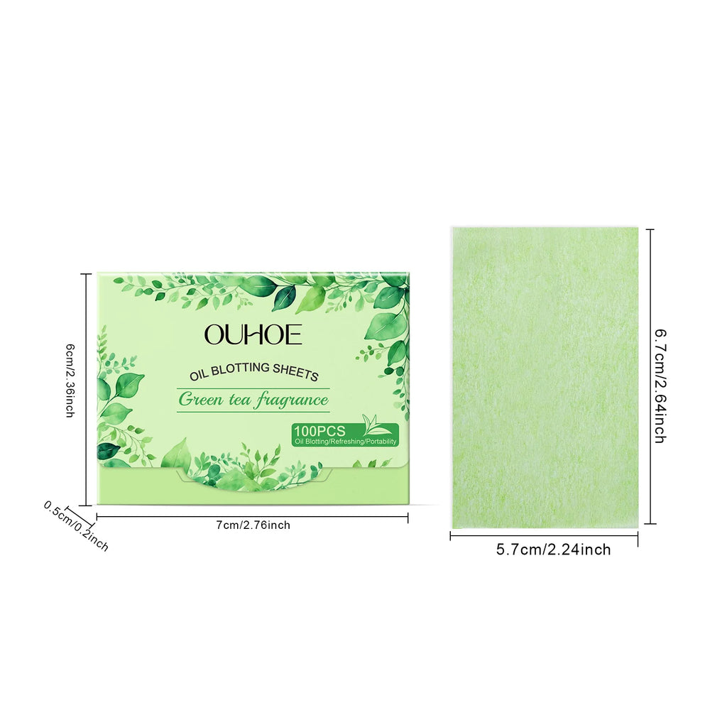 Green Tea Oil Blotting Sheets 100 Pcs – Oily Skin Control Oil Blotting Sheets Oasis Select