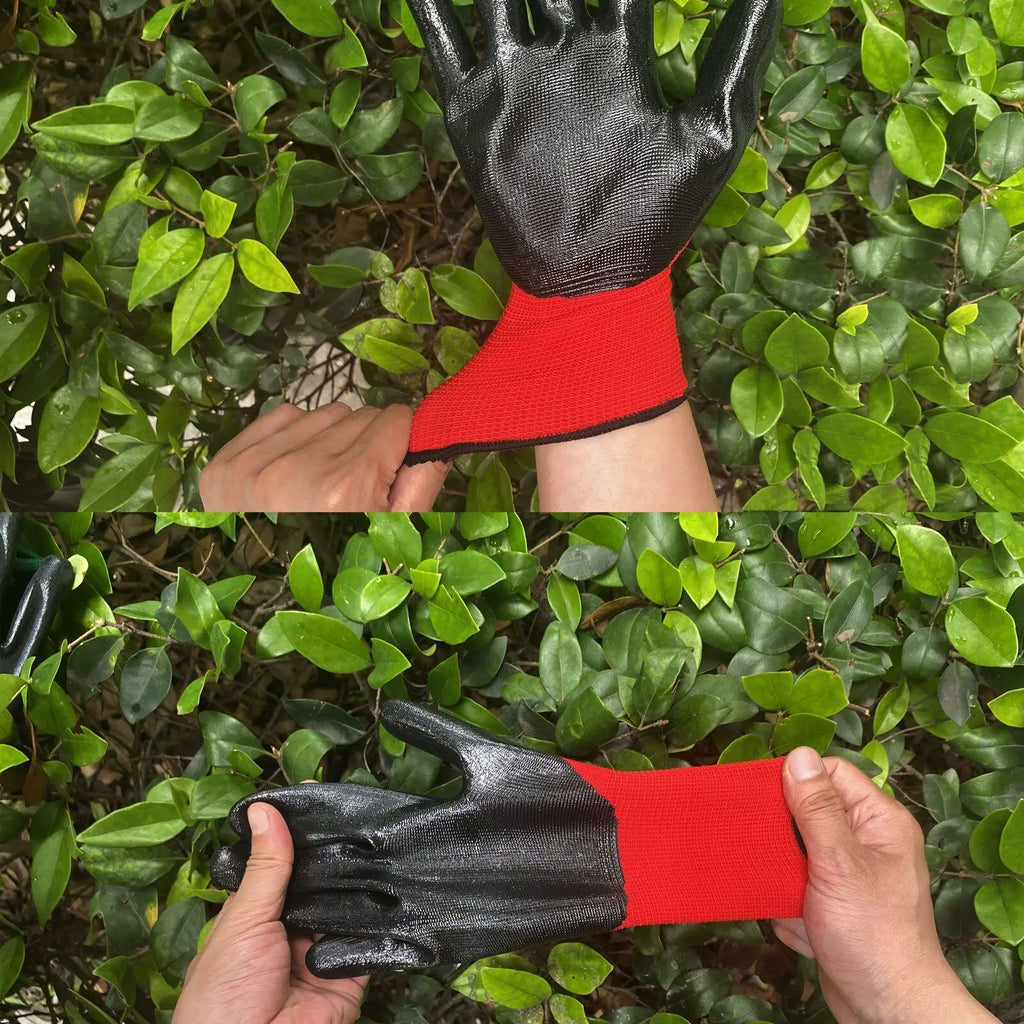 1pair Nylon Safety Working Gloves Premium Nitrile Coated Builders Excellent Grip Gardening Grip Industrial Protective Work Glove Oasis Select