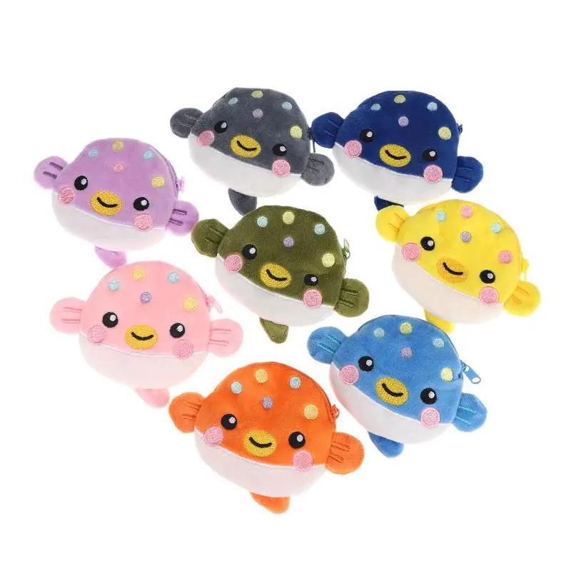 Cute Pufferfish Plush Mini Coin Purse – Zipper Pouch Wallet Novelty Coin Purse Oasis Select