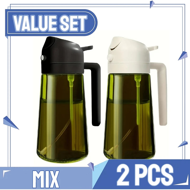 2in1 Kitchen Spray Oil Dispenser Oil Sprayer Polisher Or Only Brush Spray for Air Fryer Salad Grilling Roasting Cooking Kitchen Oasis Select Upgraded-whiteblack