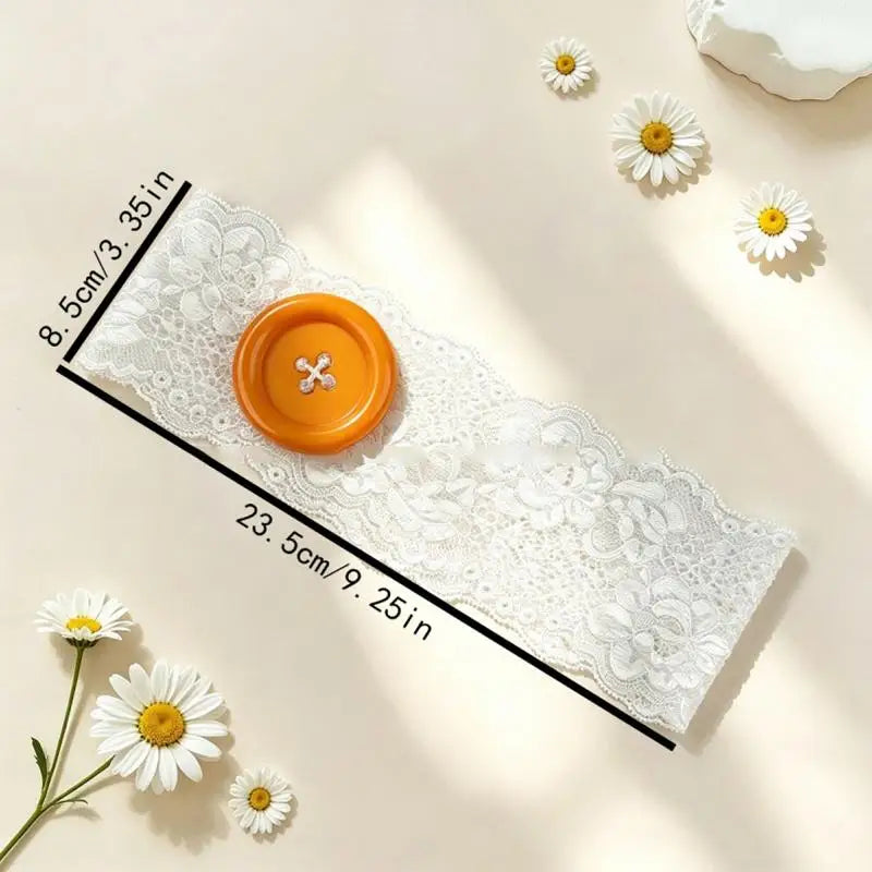 Y2K Lace Button Headband – Colorful Oversized Women's Style Fashion Headband Oasis Select