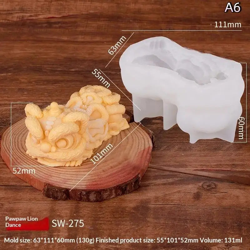 3D Milk Jelly Silicone Cake Mold Lion Dance Pig Pudding Mould for Home Baking Dessert Decoration Accessories Oasis Select A6