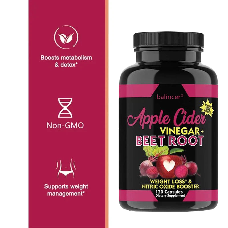 Beetroot & Apple Cider Vinegar Capsules | Immune, Detox & Weight Herbal Supplement Capsules Oasis Select