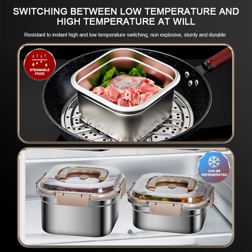 Stainless Steel Leak-Proof Food Storage Box with Handle