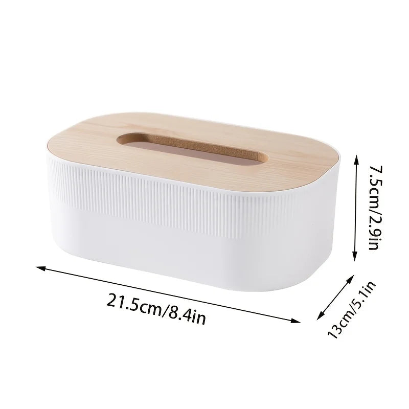 Nordic Minimalist Tissue Box Bamboo Lid Arch Napkin Dispenser Large Facial Paper Holder for Bathroom Bedroom Home Decor Oasis Select