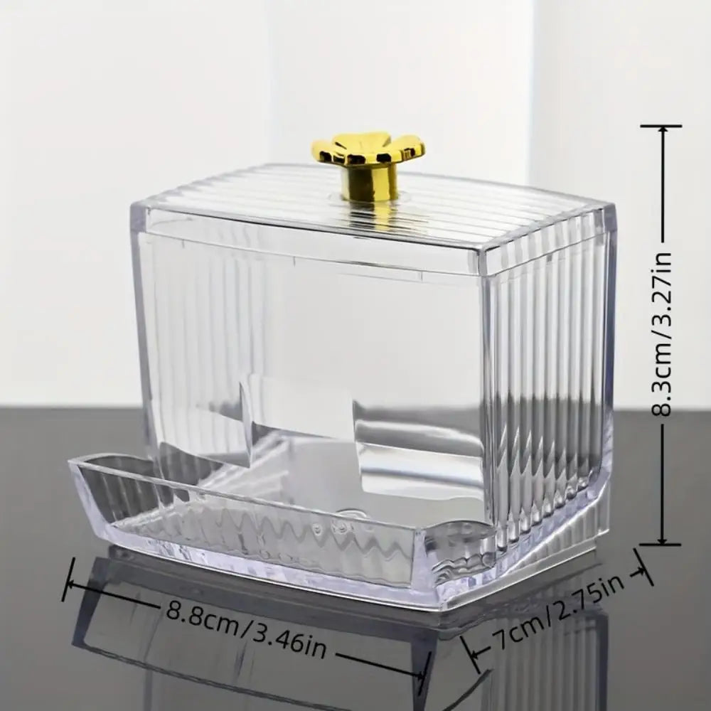 1pc Dispenser For Swab, Clear Plastic Apothecary Jar, Bathroom Canister Storage Box, Vanity Makeup Organizer With Lids Oasis Select