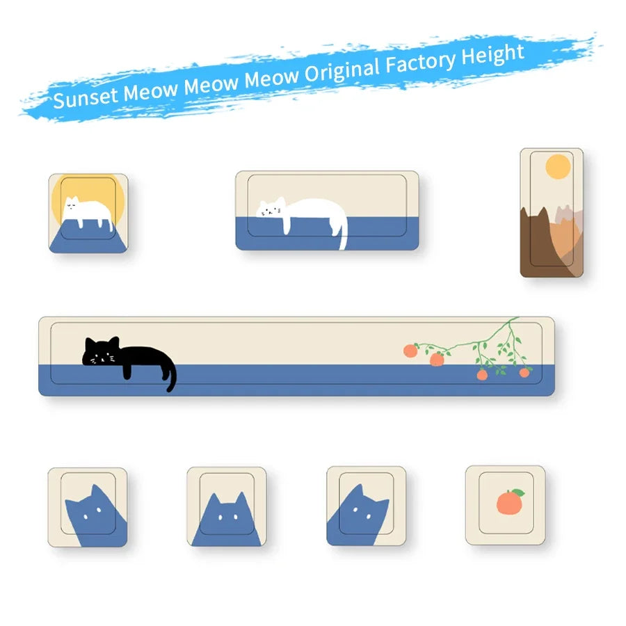 Eight-Piece Set Cute Cartoon Theme Personalized KeyCap Five Sides Thermal Sublimation Cherry High Mechanical Supplement Keycap Oasis Select Color 3