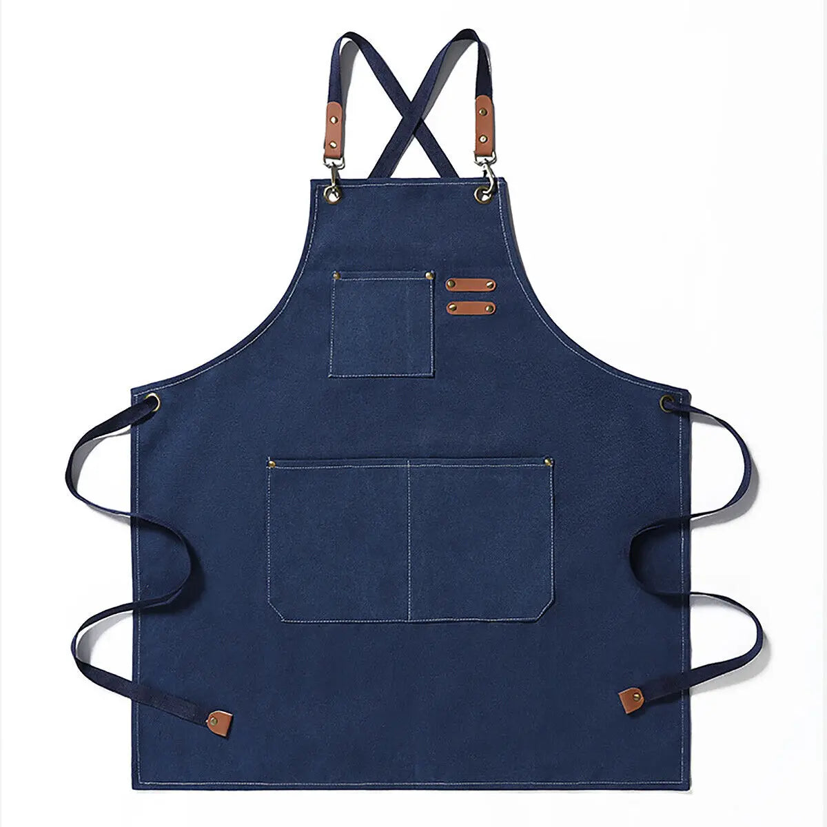 Kitchen Thicken Canvas Apron For Woman Men Waterproof Stain-Resistant With Pockets Cooking Apron Woodworking Painting Work Apron Oasis Select Blue