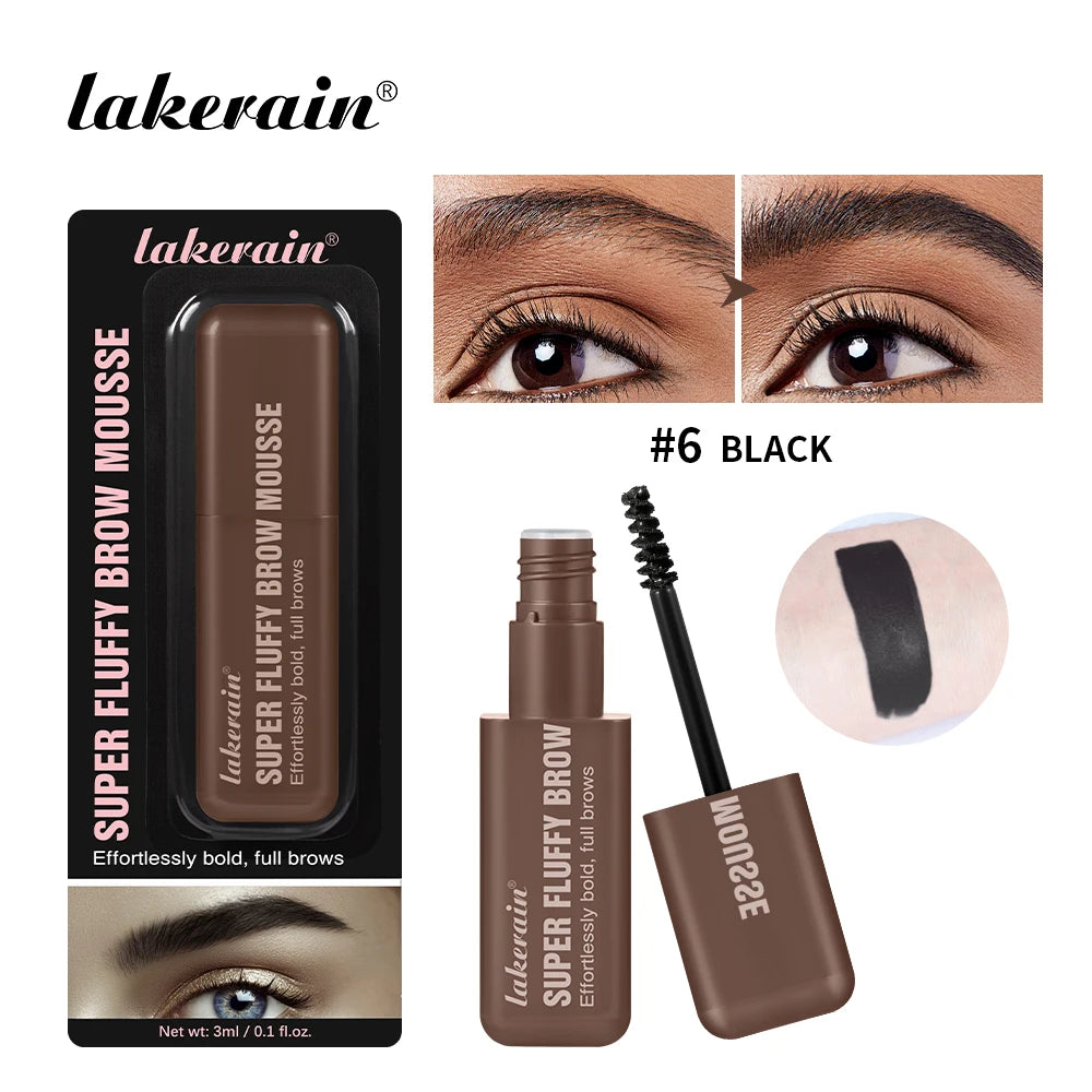 Superfluff Volumizing Brow Mousse Eyebrow Gel Thick Eyebrows Tint Tinted Brow Gel Multiple Color Long-Lasting Waterproof Makeup Oasis Select 6BLACK