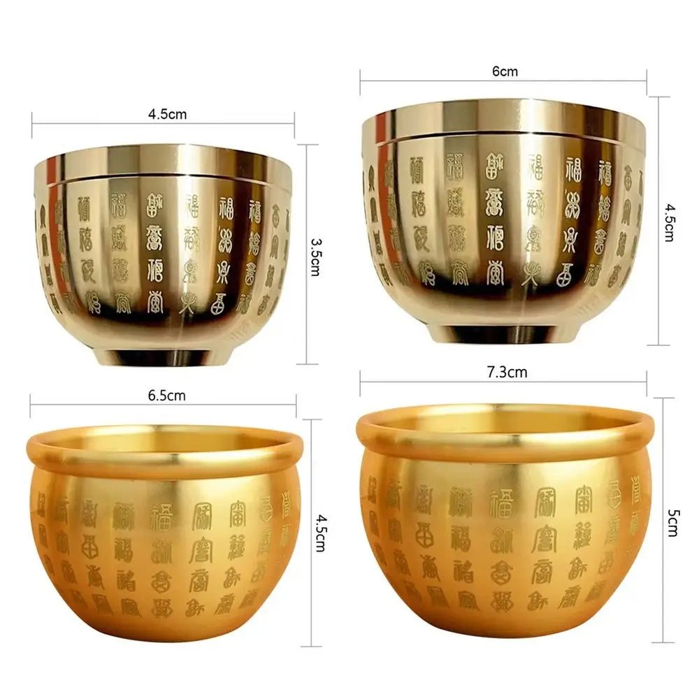 1PC Pure Brass Cornucopia Wealth Attracting Small Mini Baifu Rice Cylinder Surface Polished Baifu Jar Cup Desktop Ornament Oasis Select