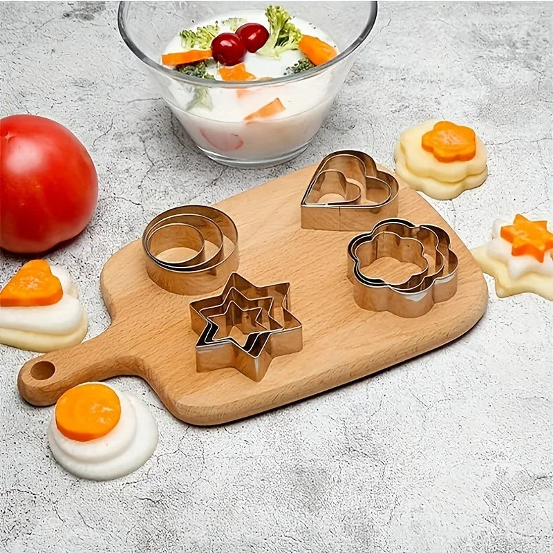 12pcs Metal Cookies Cutters Set, Creative Star Cookie Cutter, Round/Heart/Flower Shaped Egg Molds, Indoor Outdoor Baking Tools Oasis Select