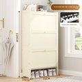 Ultra-thin shoe cabinet 17cm household door economical simple modern storage cabinet narrow large capacity tipping bucket Oasis Select White double 3-70
