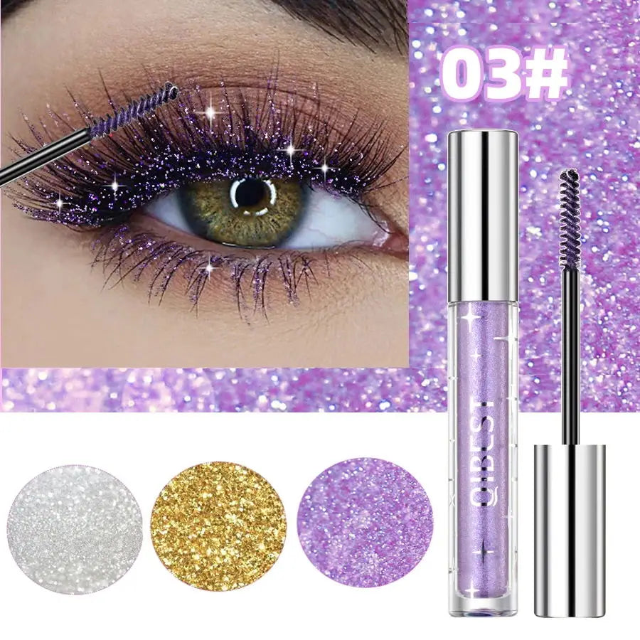 QiBest Glitter Mascara Silver Gold Purple – Waterproof 3 Colors