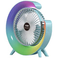 Changing LED Portable Fan USB Rechargeable Mini Desk Fan with Flowing Lights for Home Office Bedroom Travel 3 Speed Quiet Oasis Select Blue-1PC