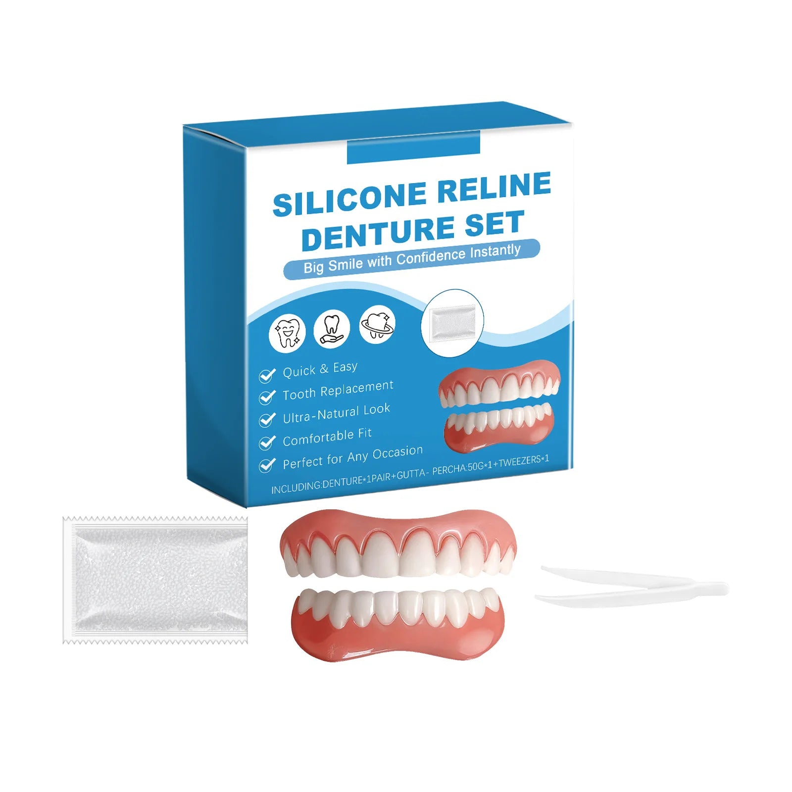Silicone Reline Denture Set – Portable Fake Teeth Repair Kit Denture Repair Kit Oasis Select 1set Boxed