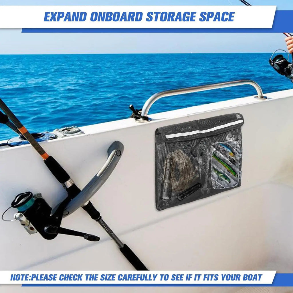 Boat Storage Mesh Bag Self-adhesive Boat Storage Bag with Lid Multifunctional large capacity Boat Marine Mesh Bag Organizer Oasis Select
