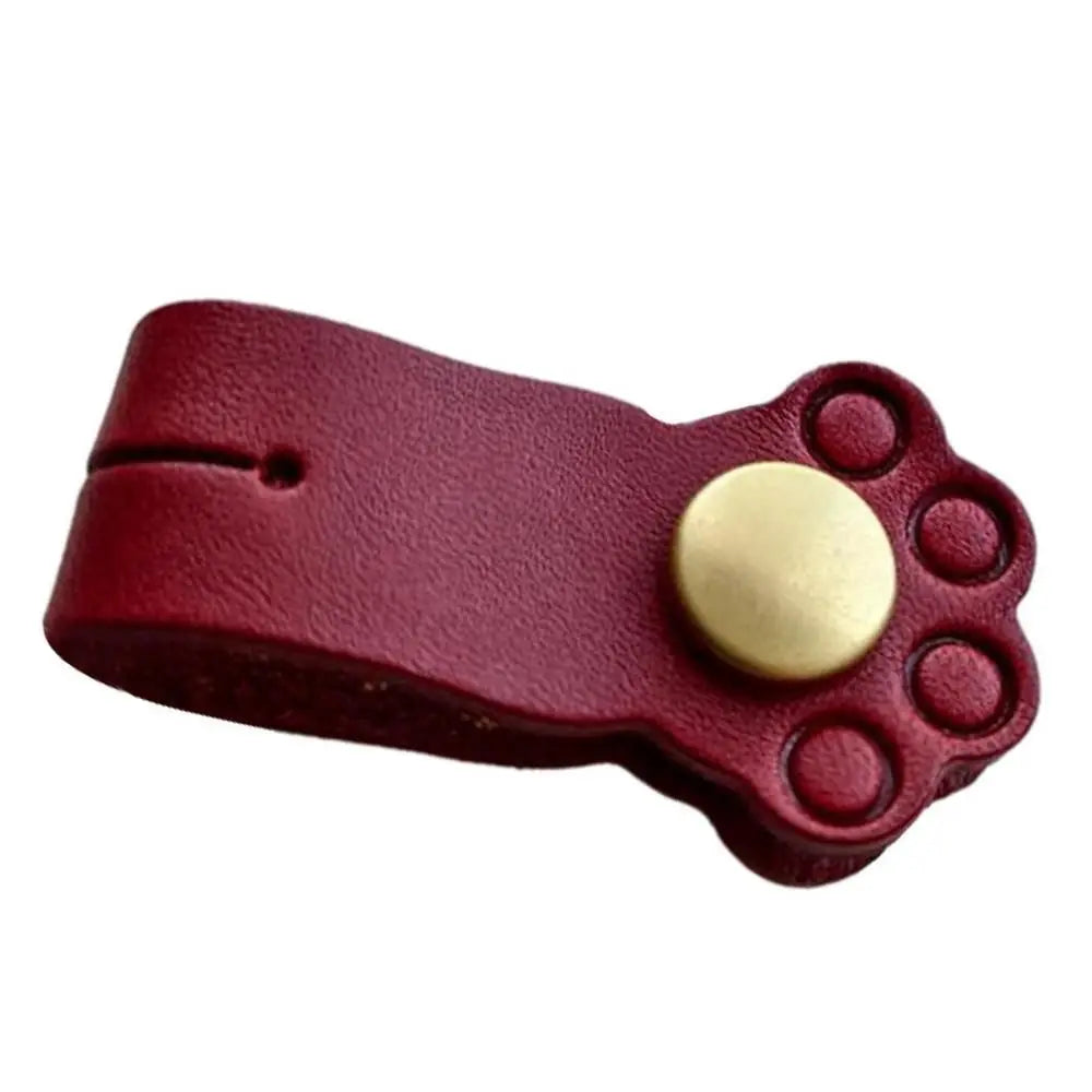 Earphone Cord Organizer Cute Animal Leather Cable Winder Cable Protector Clip Anti Loss Wire Ties Cat Claw Shape Oasis Select wine red