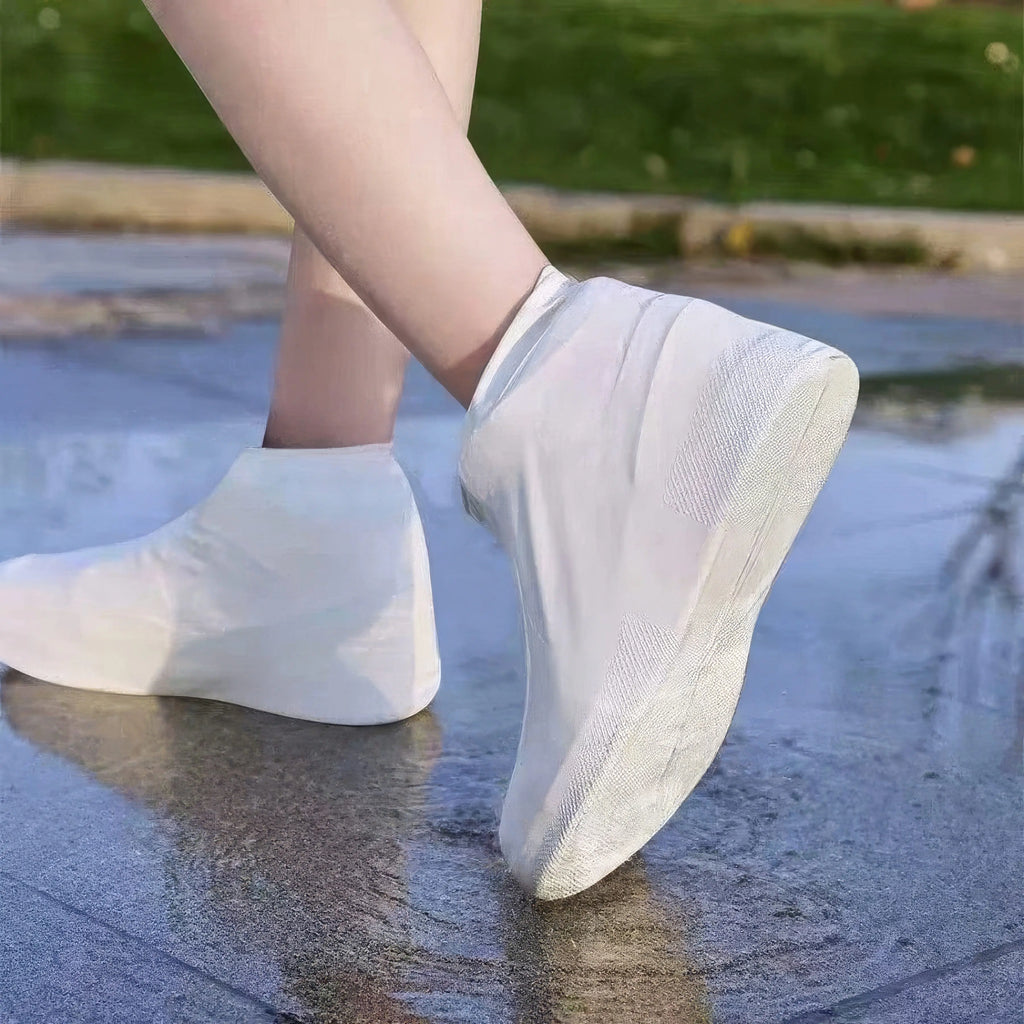 1 Pair Latex Rain Boots Waterproof Shoe Cover White, Rain Shoe Cover, All Day Comfortable Elastic Fit, Unisex Shoe Cover Oasis Select