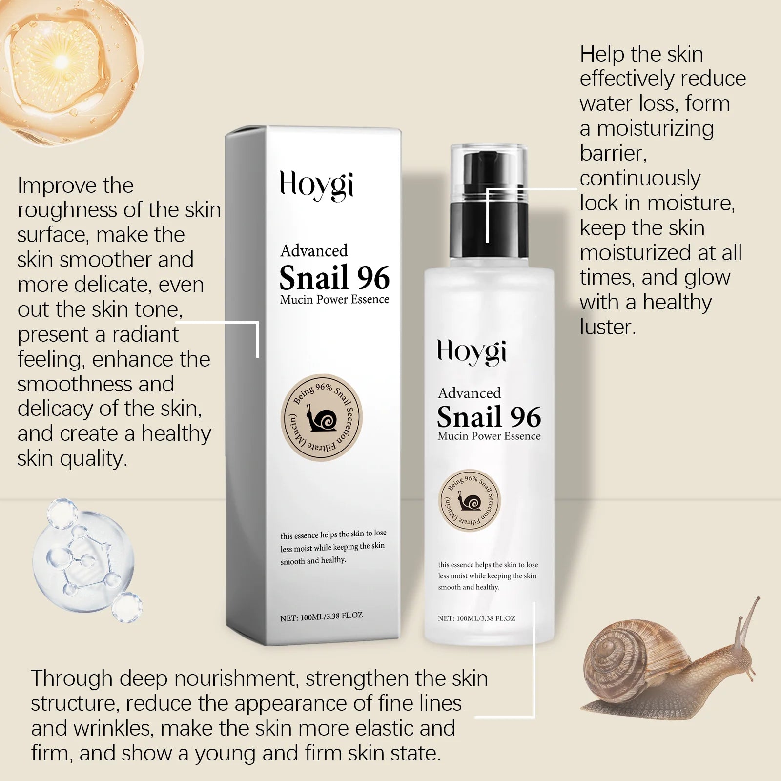 Snail Mucin 96% Face Serum – Firm, Hydrate & Fade Fine Lines Face Serum Oasis Select