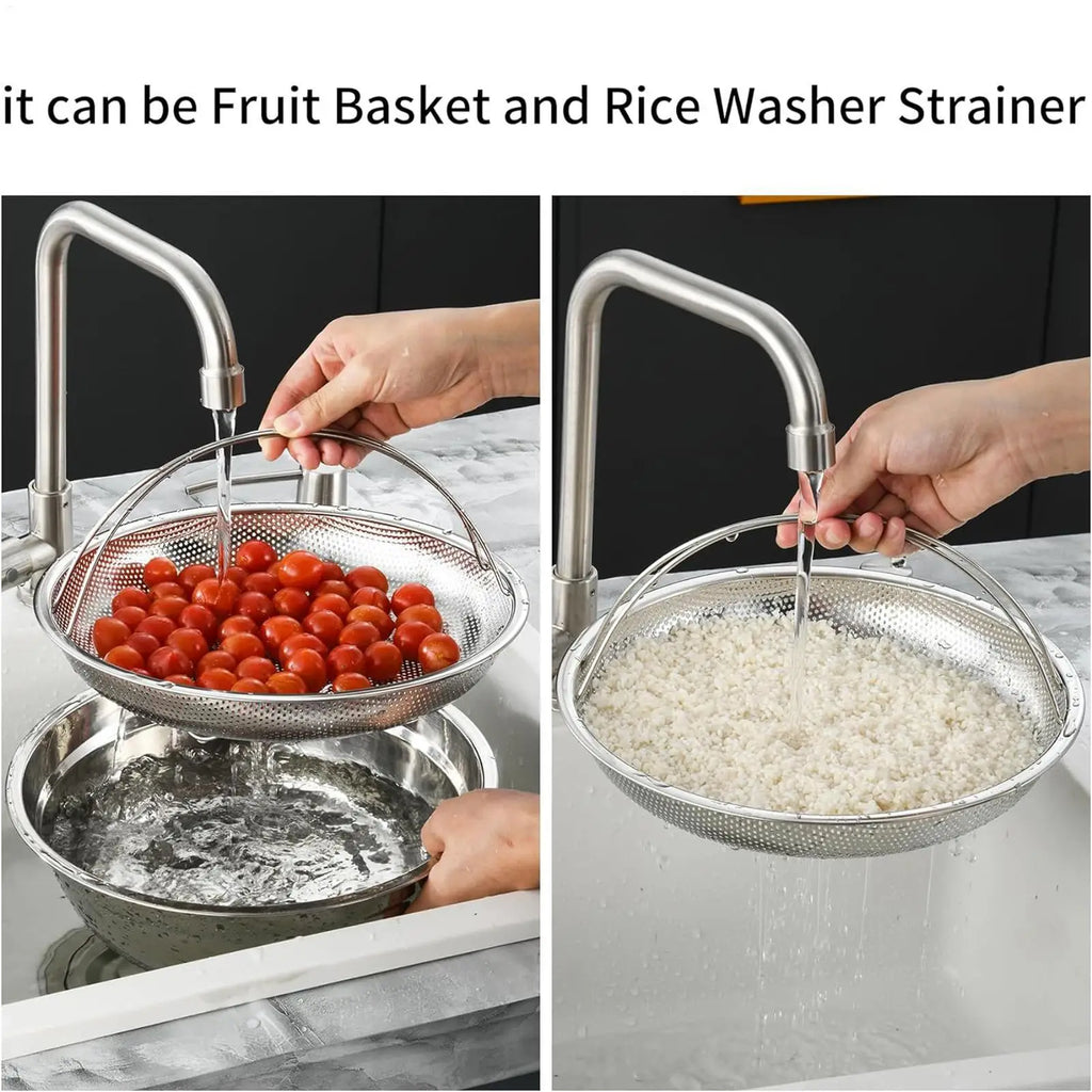 Stainless Steel Food Steamer Basket Food Steaming Basket Multifunctional Rice Sieve with Handle Steam Basket for Cooking Tools Oasis Select