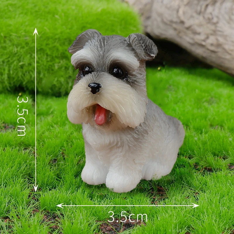 Resin Small Dog Figurine, Miniature Bonsai, Fairy Garden, Microlandscape, Crafted, Decorative Pet Statue, 1Pc Oasis Select A14 Schnauzer