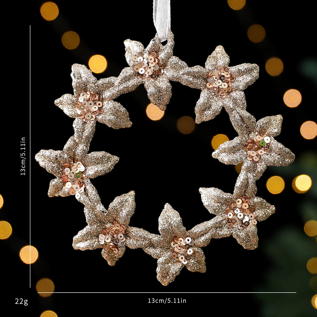 Christmas Sequins Ornament Elegant Snowflake Hanging Decor Dragonflies Tree Decoration Lightweight Champagne Gold Ornament Oasis Select Style 4