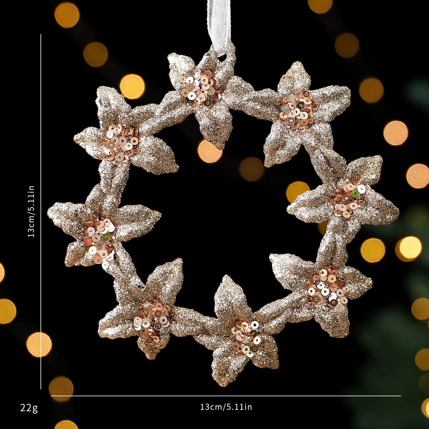 Christmas Sequins Ornament Elegant Snowflake Hanging Decor Dragonflies Tree Decoration Lightweight Champagne Gold Ornament Oasis Select Style 4