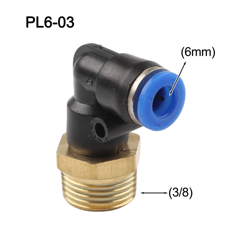 Pneumatic Quick Connector Air Fittings Thread Elbow Adapter PL4-16mm Hose Tube Elbow Air Hose Fittings Quick Connector Oasis Select PL6-03