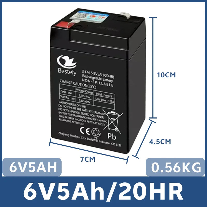 6V/12V Fit Toy Cars Rechargeable Battery for Kids' Electric Toys 5Ah/7Ah/8Ah/12Ah High Capacity, Motorcycles & Baby Strollers Oasis Select 6V 5Ah Battery