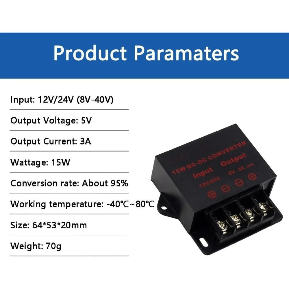 DC/DC Converter 12V 24V Step Down To 5V Regulator Regulated Power Supplies Transformer Converter For Car Truck RV Electronics Oasis Select