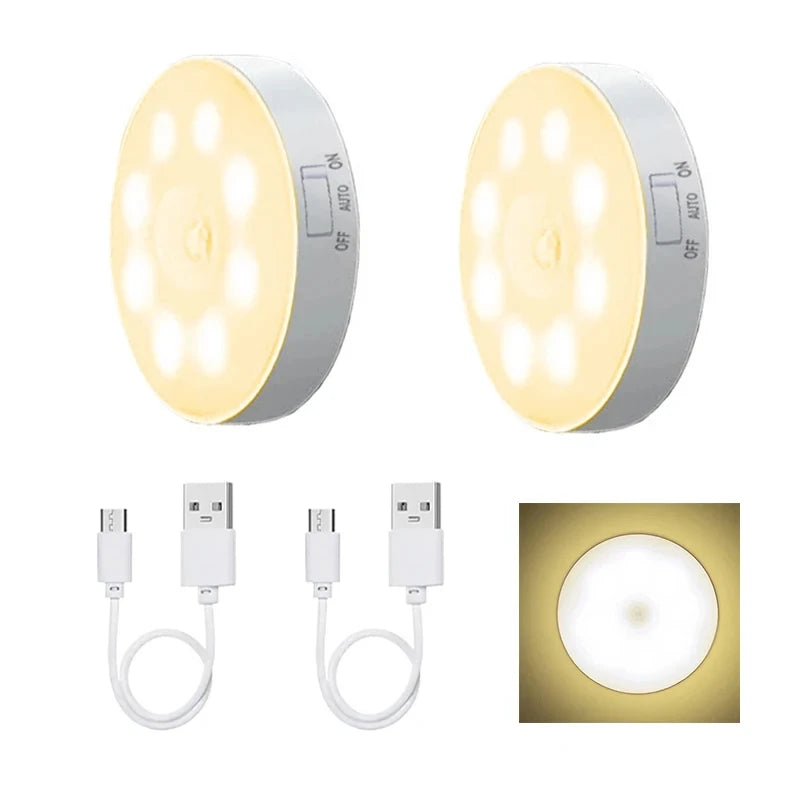 Motion Sensor LED Night Light USB Rechargeable 3-Pack