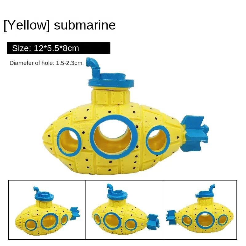 Resin Submarine Ornaments Aquarium Fish Tank Decoration Fish Shrimp Shelter Cave Landscaping Accessories for Aquarium Fish Tank Oasis Select Yellow A