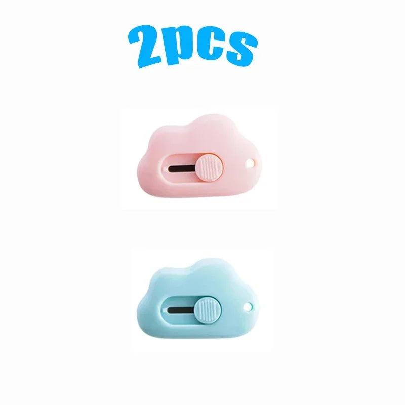 1/2/3pcs Kawaii Mini Cloud Art Utility Knife Express Box Cute Knife Paper Cutter Craft Wrapping Refillable Blade Stationery Oasis Select 2pcs mix