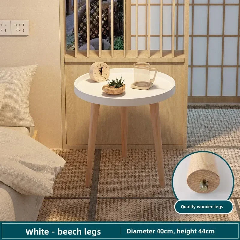 Multi-functional Nordic small round table coffee table sofa side table living room simple creative round coffee table Durable Oasis Select 40 White B