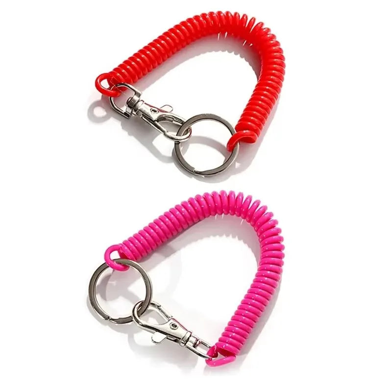1/2/4pcs Spiral Telescopic Spring Coil Keychain Anti-Theft And Anti Loss Pull Rope Safety Keyring, With Metal Lobster Buckle Oasis Select Mix-2pcs 3