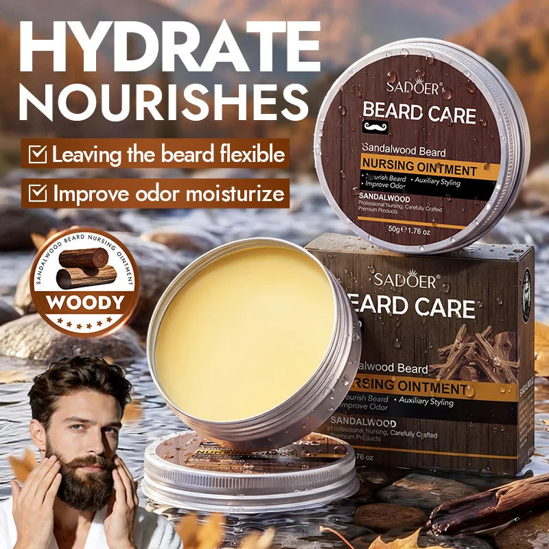Men's Sandalwood Beard Care Balm Tame Unruly Hairs, Deeply Cleanse & Moisturize Dry Beards, Promote Healthie Thicker Facial Hair Oasis Select Default Title