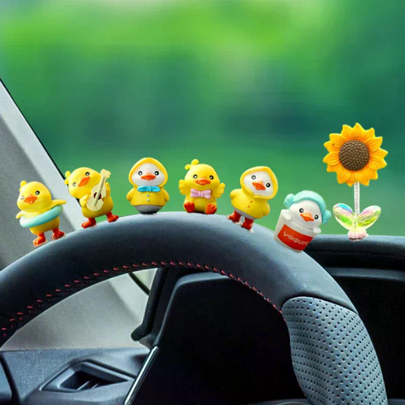 1Set Cartoon Resin Little Yellow Duck Model Car Center Console Decor Cute Car Ornaments Auto Interior Dashboard Accessories Oasis Select