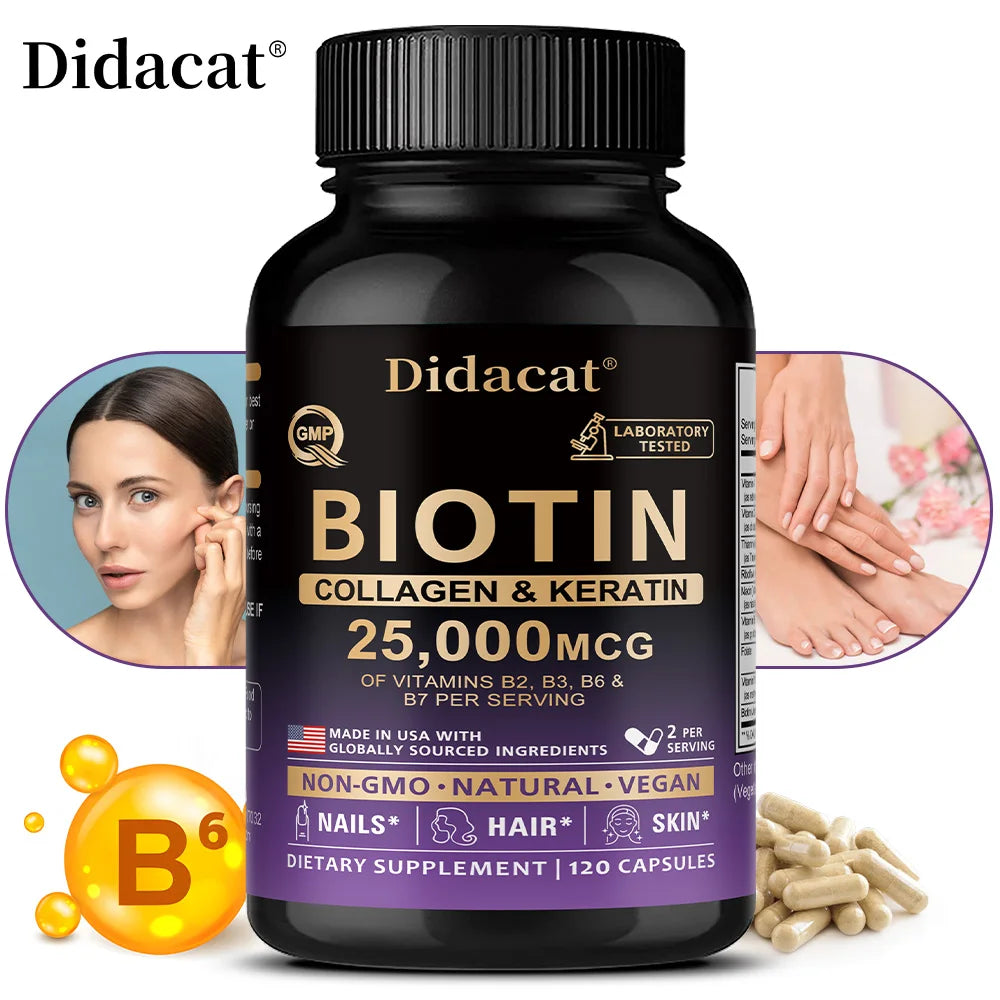Biotin 25000 mcg + Collagen & Keratin – Hair, Skin & Nails Hair & Beauty Supplement Oasis Select