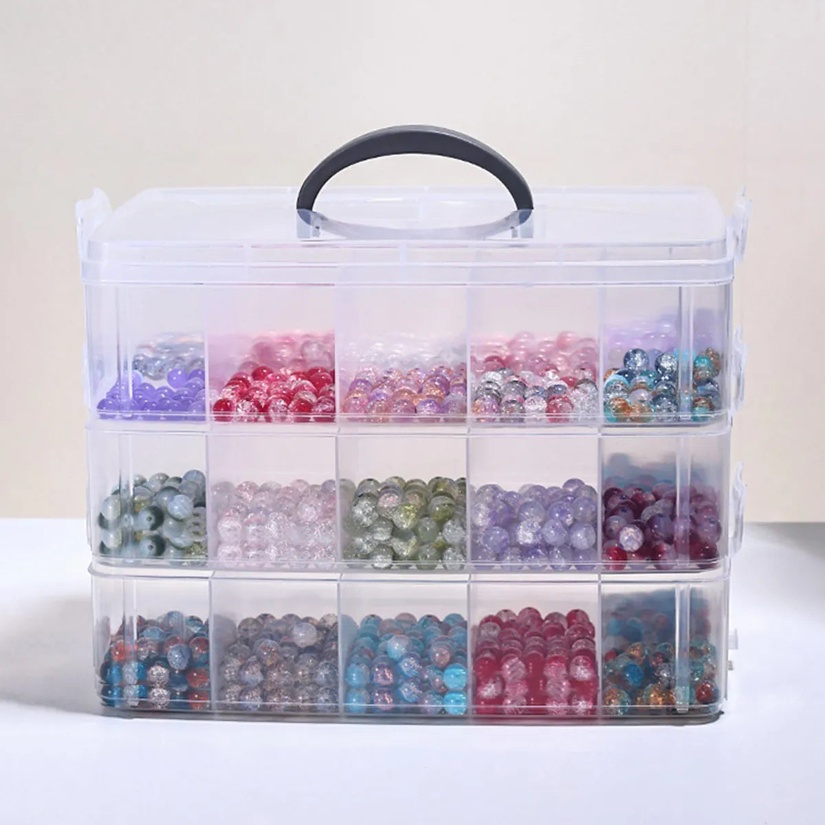 3-layer transparent storage box, stackable storage box, portable craft bead plastic box, jewelry storage box, storage tray Oasis Select