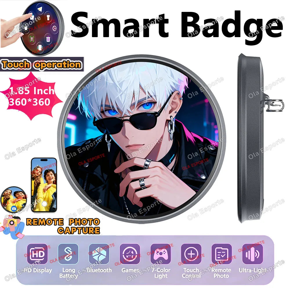 Anime LED E-Badge 1.85" Touch Screen Display Pin | Otaku Gift