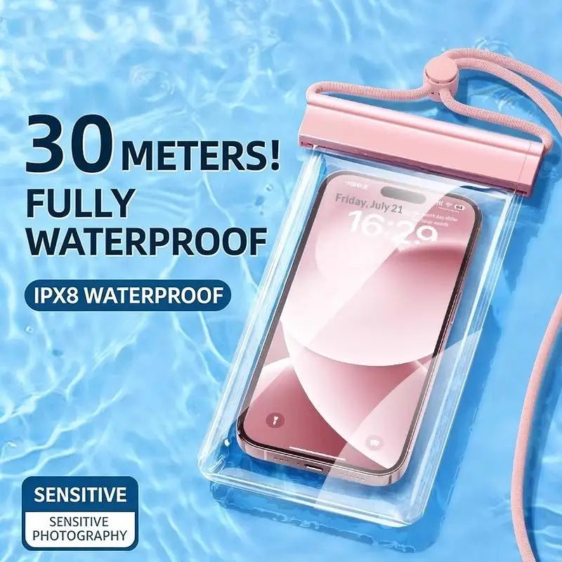 SUSU Universal Transparent Waterproof Touchscreen Phone Pouch Outdoor Diving And Swimming Crossbody Phone Case Oasis Select